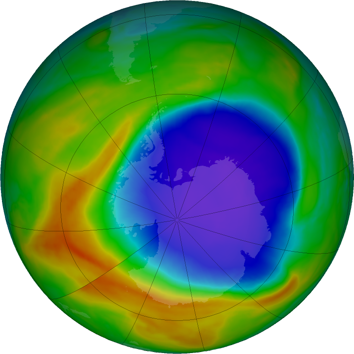 Antarctic ozone map for 22 October 2024